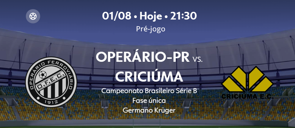 Teste IPTV: Operário-PR x Criciúma